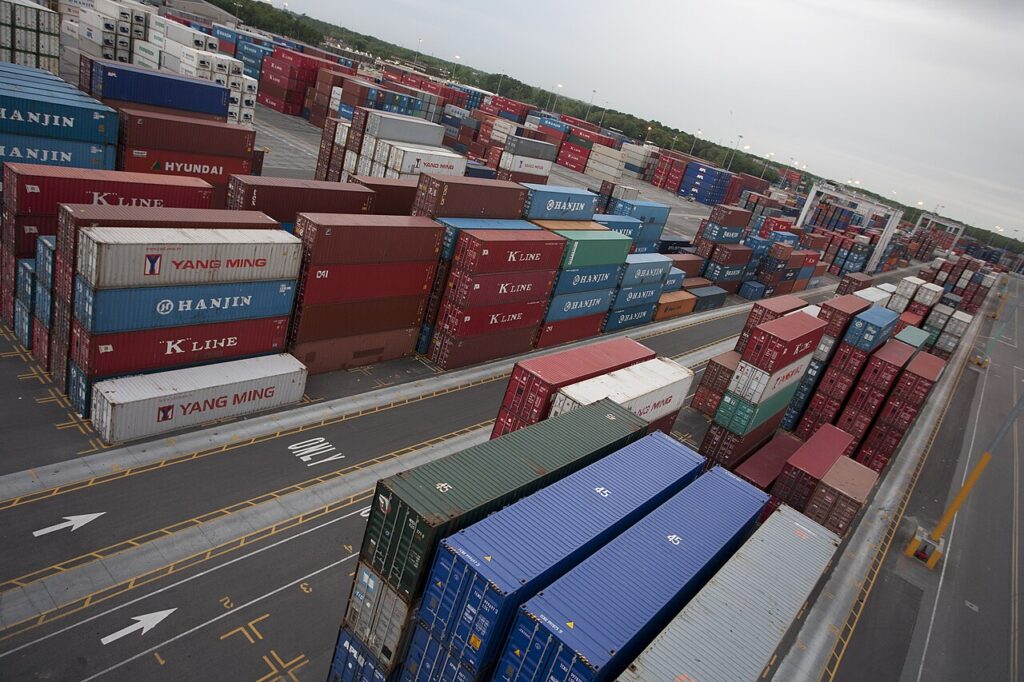 Containerterminal in de haven van Savannah, knooppunt voor logistiek vastgoed in het zuidoosten van de Verenigde Staten