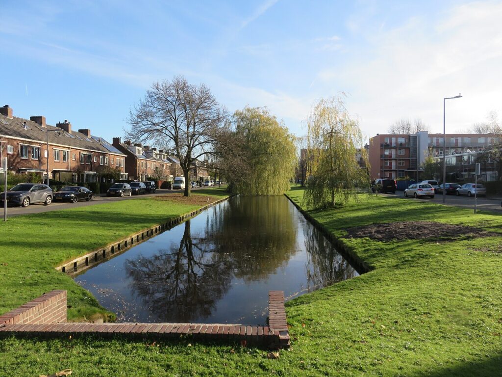 Singel met rijwoningen bij de Meidoornsingel in Rotterdam-Schiebroek